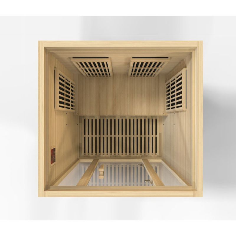 Maxxus Sauna Seattle MX-J206-01 - 2 Person Low EMF Indoor FAR Infrared Sauna - top view cutaway