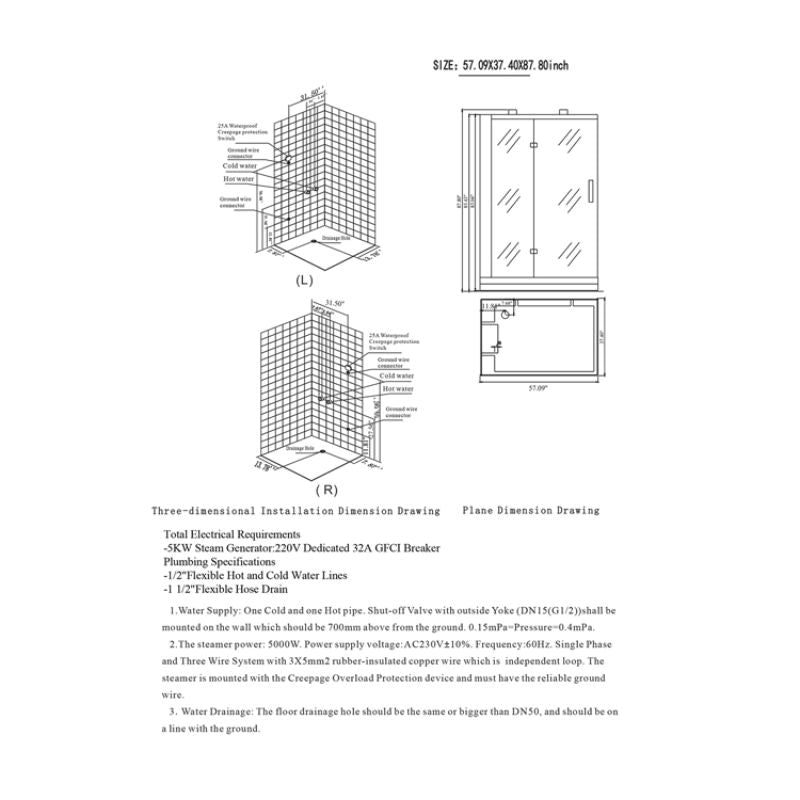 Maya Bath Anzio Steam Shower - specs
