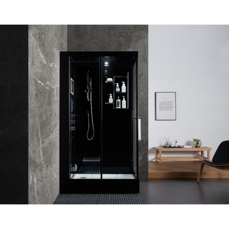 Maya Bath Platinum Lucca Steam Shower with TV - black