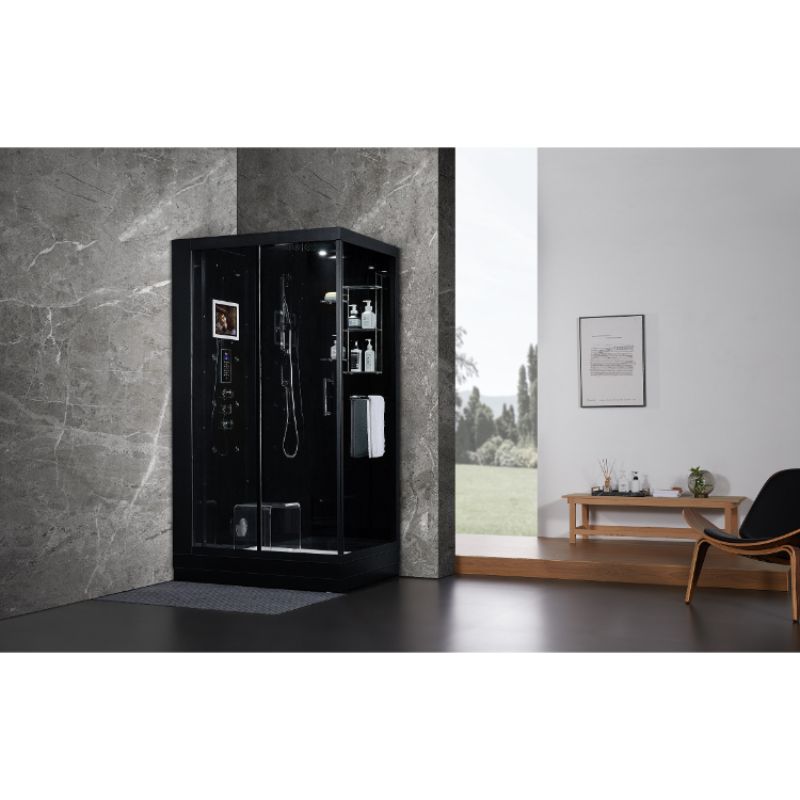 Maya Bath Platinum Lucca Steam Shower with TV - black