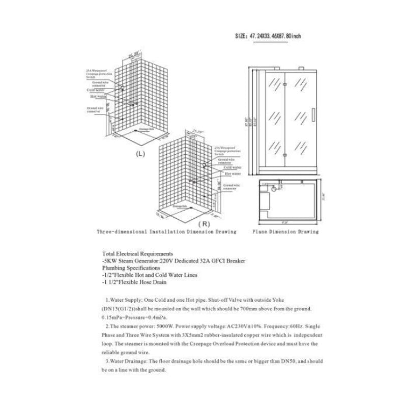 Maya Bath Platinum Lucca Steam Shower with TV - specs