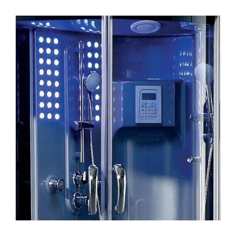 Maya Bath Platinum Siena Steam Shower & Tub Combo 4 kW - with lights on