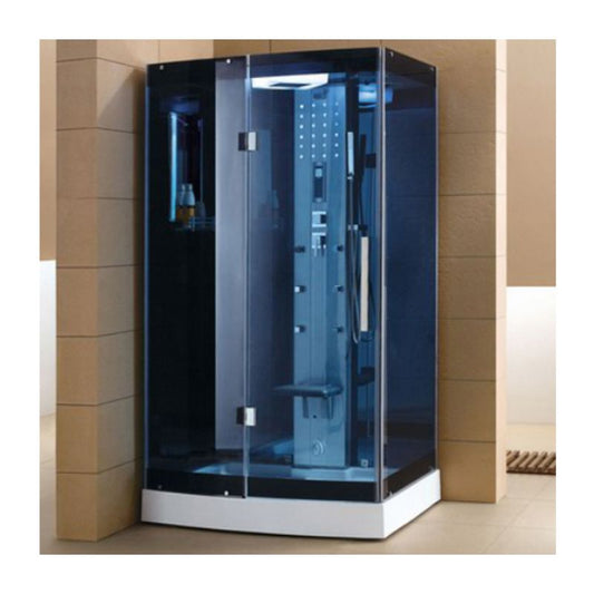 Mesa WS-300A | 47 x 35 3 kW Luxury Steam Shower with Jets, Seat & Radio - BLUE GLASS