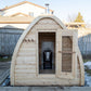 Dundalk MiniPOD 4 Person Outdoor Traditional Steam Sauna CTC77MW - full front view, door open