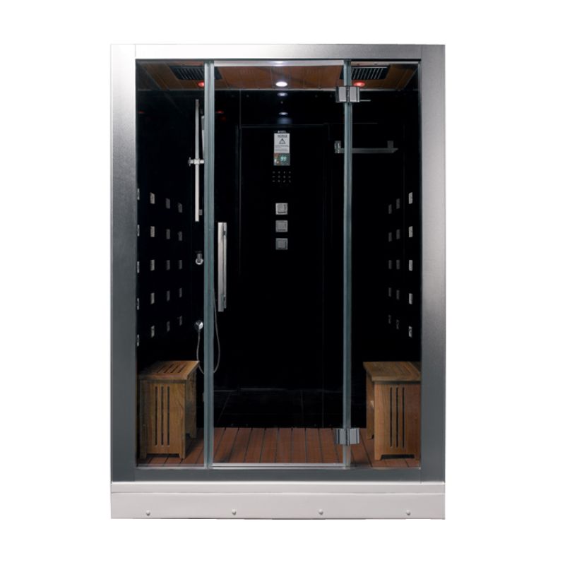 Ariel Platinum DZ9721F8 - 59 x 32 Double Walk-in 6 kW Steam Shower - freestanding black