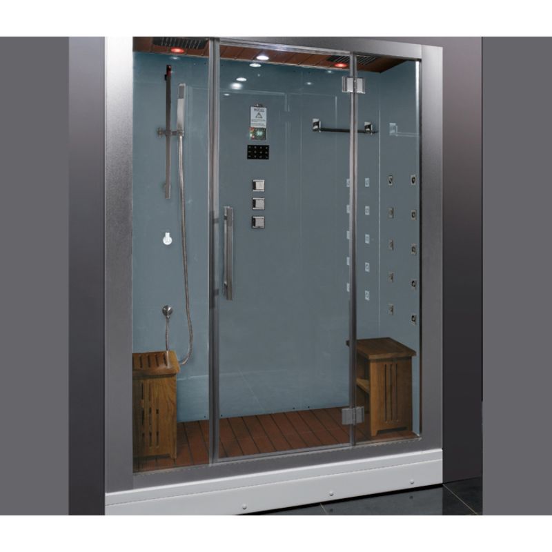 Ariel Platinum DZ9721F8 - 59 x 32 Double Walk-in 6 kW Steam Shower - white