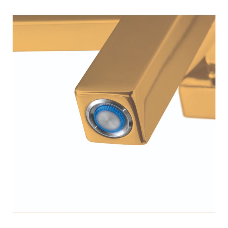 Sierra TW-SR08GS-HP Towel Warmer Gold - close up of on button