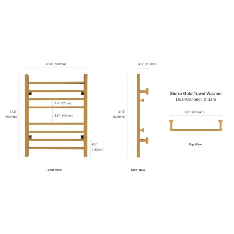 Sierra TW-SR08GS-HP Towel Warmer Gold - specs