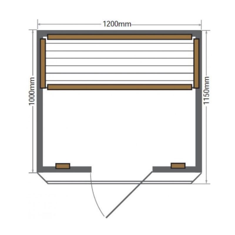 SunRay Evansport HL200K2 - 2 Person Indoor Infrared Sauna Hemlock-dimensions