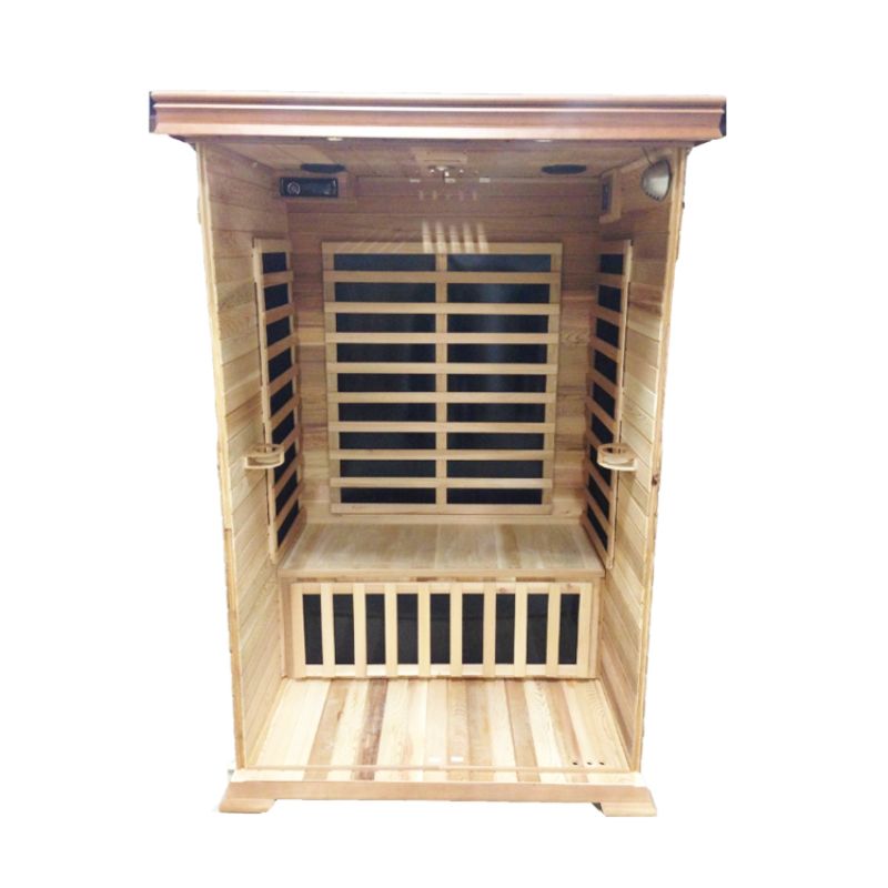 SunRay Sierra HL200K Indoor Infrared Sauna - 2 Person Canadian Red Cedar-interior cut away