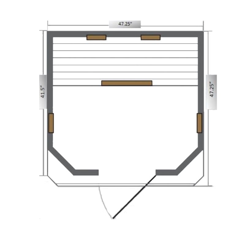 SunRay Heathrow HL200W - 2 Person Indoor Infrared Sauna Hemlock-dimensions