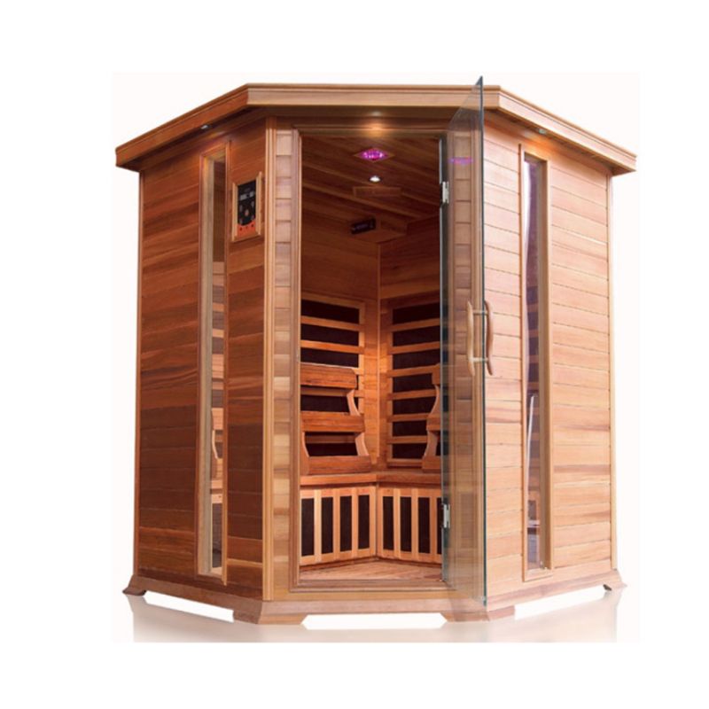 SunRay Bristol Bay HL400KC Corner 4 Person Infrared Sauna - Red Cedar
