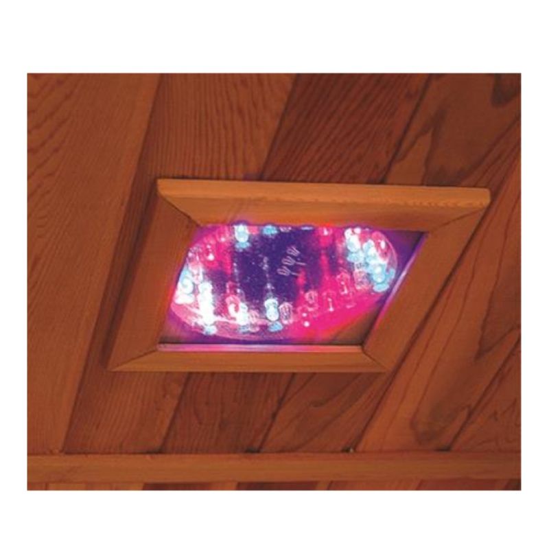 SunRay Bristol Bay HL400KC Corner 4 Person Infrared Sauna - Red Cedar-chromotherapy