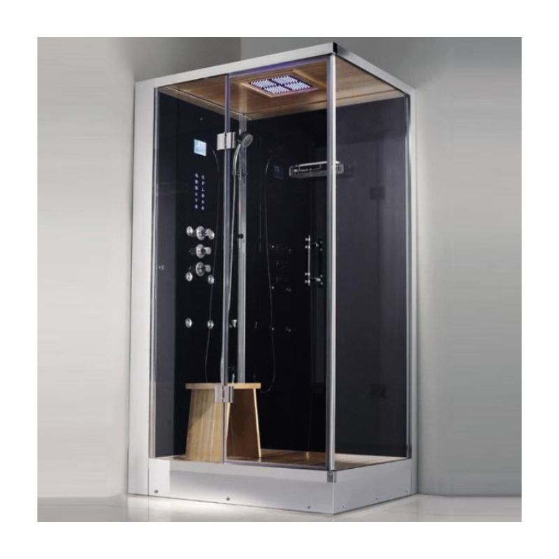 Athena WS-108 - 39 x 32 - 4.5 kW Corner Steam Shower - black full view