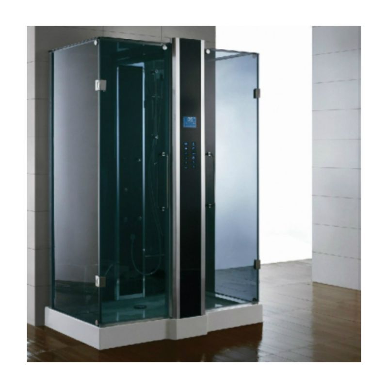 Athena WS-123 - 59 x 36 4.5 kW Luxury Steam Shower - blue glass