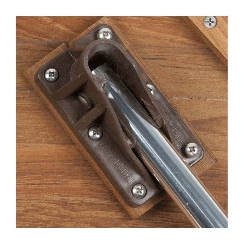 Teak Shower Bench with Foldable Legs - close up of leg hinge
