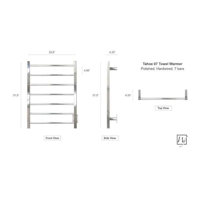 Tahoe 7 Bar Towel Warmer - dimensions