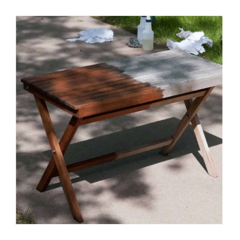Teak Wood Cleaning Kit - showing difference cleaned compared to uncleaned