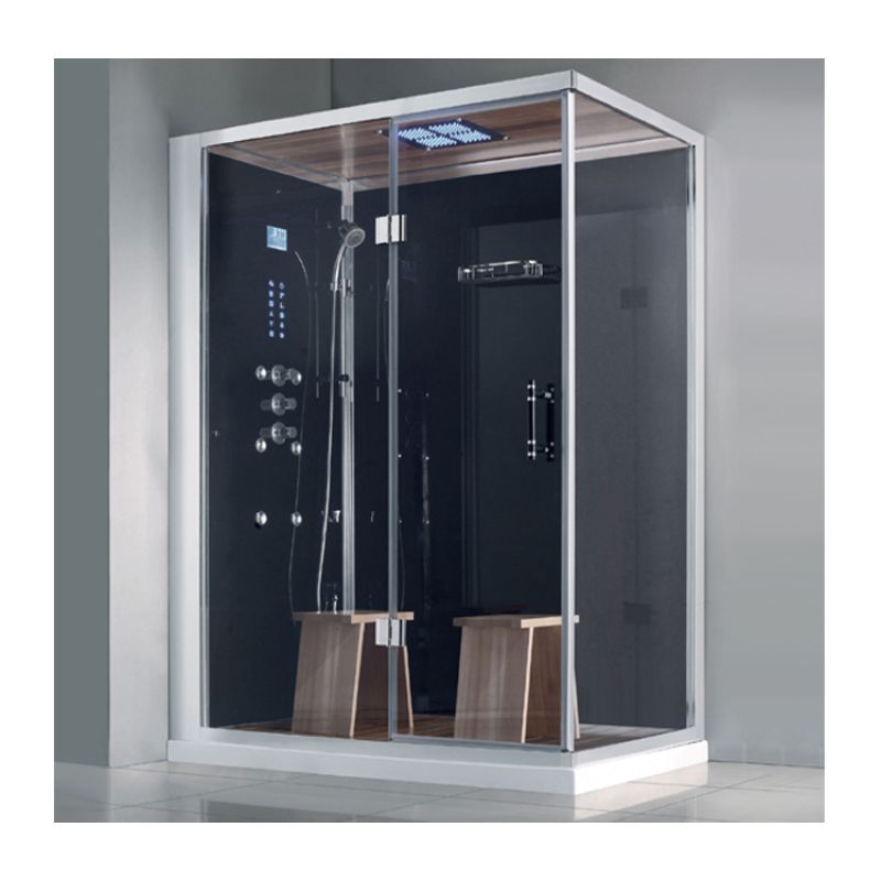 Athena WS-141 - 59 x 36 Double Walk-in Luxury Steam Shower - black