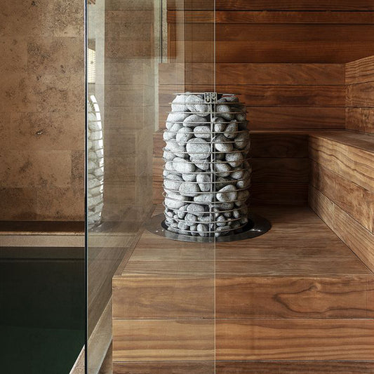 HIVE Mini Series 10.5kW Sauna Heater | HUUM - installed in bench