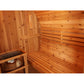 Aurora traditional barrel sauna - view of the curved side wall with bench