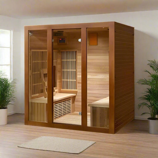 Roslyn home infrared sauna with opposing benches