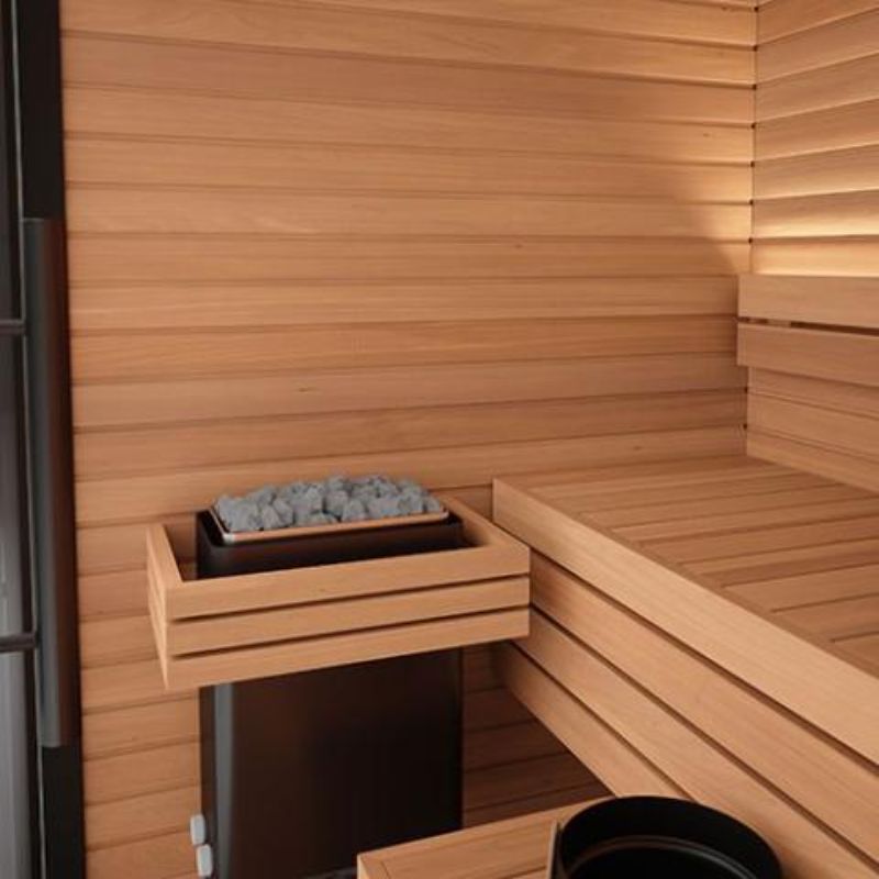 Auroom Black Mira Small 2 person sauna - interior heater view