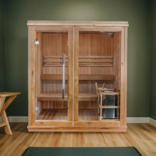 Charleston Indoor Traditional Steam Sauna HL400TN - in a home gym