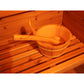 SunRay Denali HL400DS Outdoor Home Sauna - close up view of the bucket and ladle sitting on the bench.