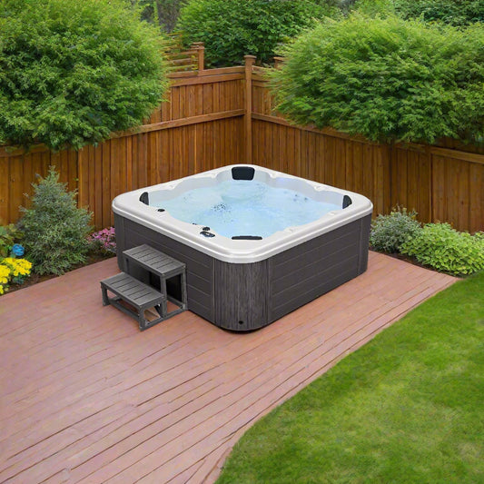 Denali 7 Person Hot Tub - outdoors on wooden deck