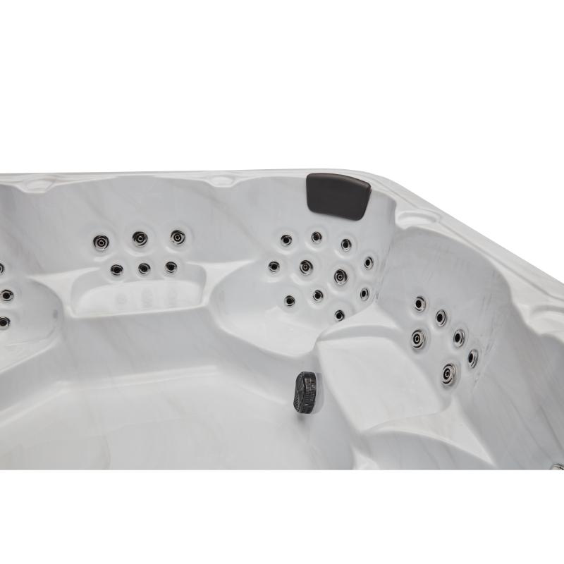 Denali 7 Person Hot Tub - another angled view of corner and two side seats, no water, with jets.