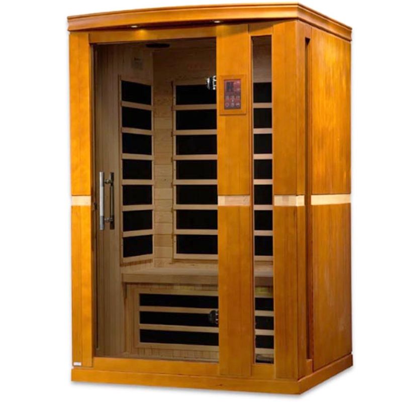 Dynamic Saunas Vittoria DYN-6220-01 | 2 Person Low EMF Far Infrared Sauna - angled front, right side