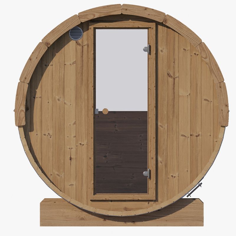 SaunaLife Model E7W | 4 Person Outdoor Barrel Sauna with Window