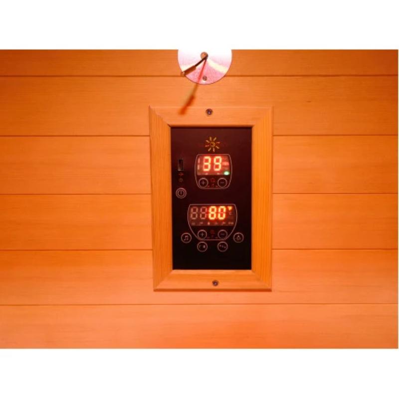 Sunray Eagle 200D1 Outdoor Traditional Steam Sauna - close up view of the control panel
