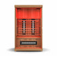 Finnmark Compact 2 Person Full-Spectrum Infrared Sauna - cut-away showing interior with red light