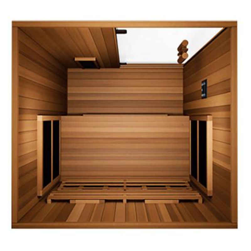 Finnmark Compact 2 Person Full-Spectrum Infrared Sauna - roof cut-away showing the interior
