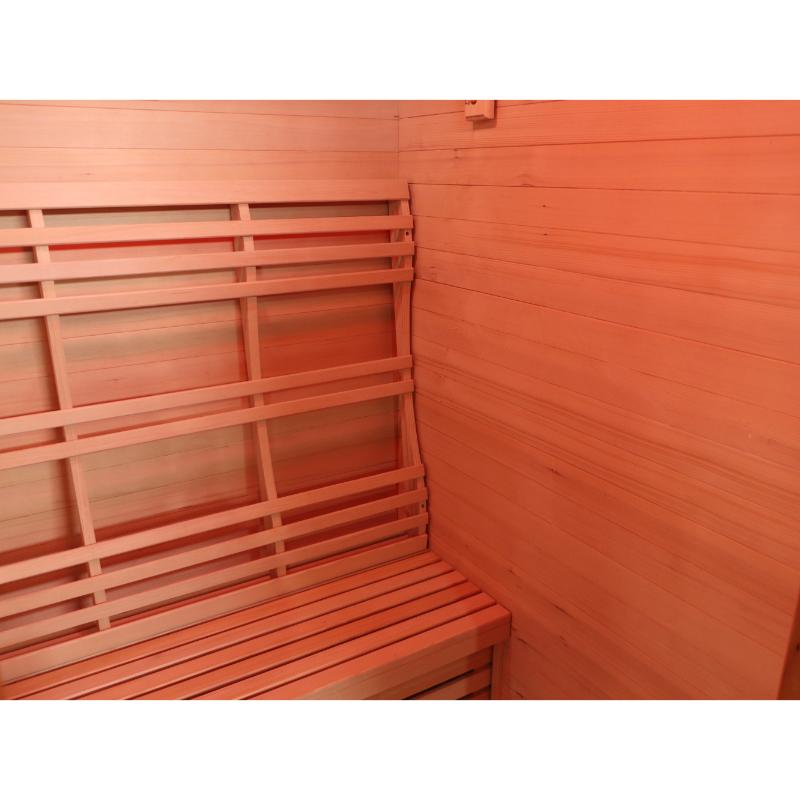 Sunray Freeport 300D1 Outdoor Traditional Steam Sauna - close up of the wood wall and bench