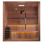 Kuasamo Edition Traditional Sauna GDI-7206-01 - full front view with two tier bench lighting