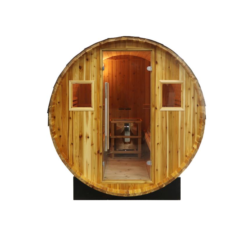 Galley barrel sauna - direct front view