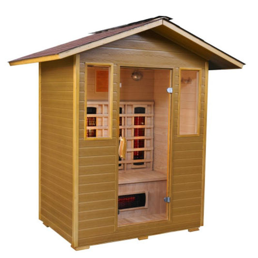 Grandby 300D - 3 person outdoor infrared sauna - angled view