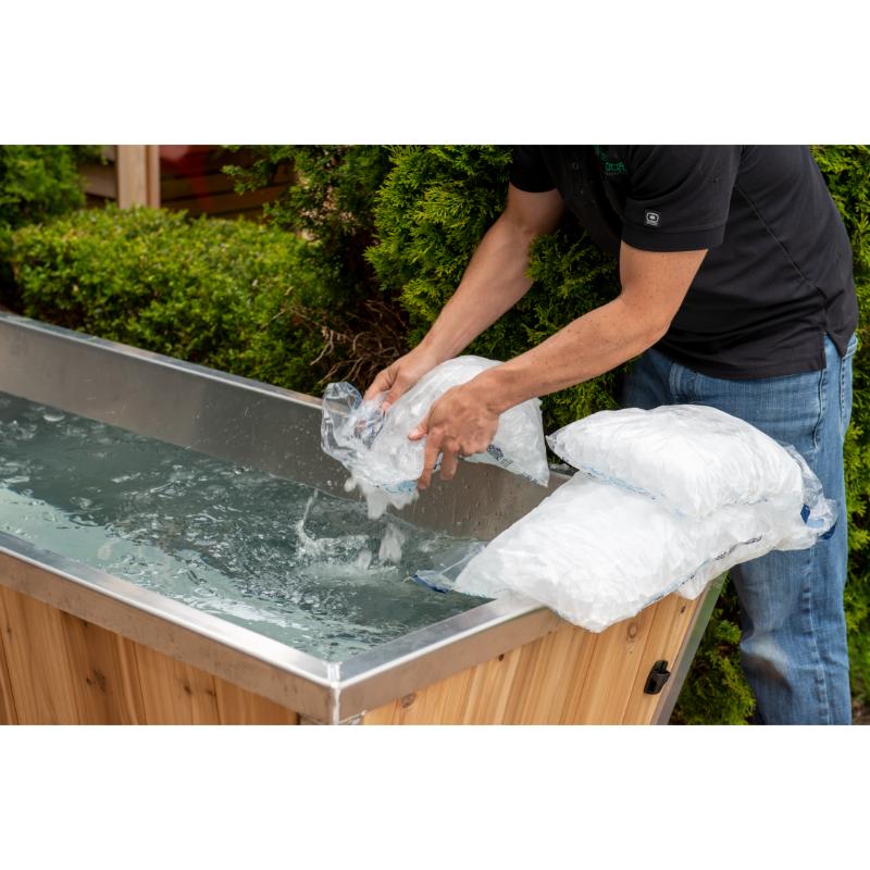 Polar Cold Plunge Tub-putting ice in the tub water