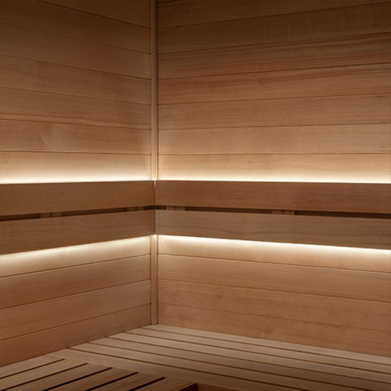 Single zone lighting kit - interior sauna with backlit bench back