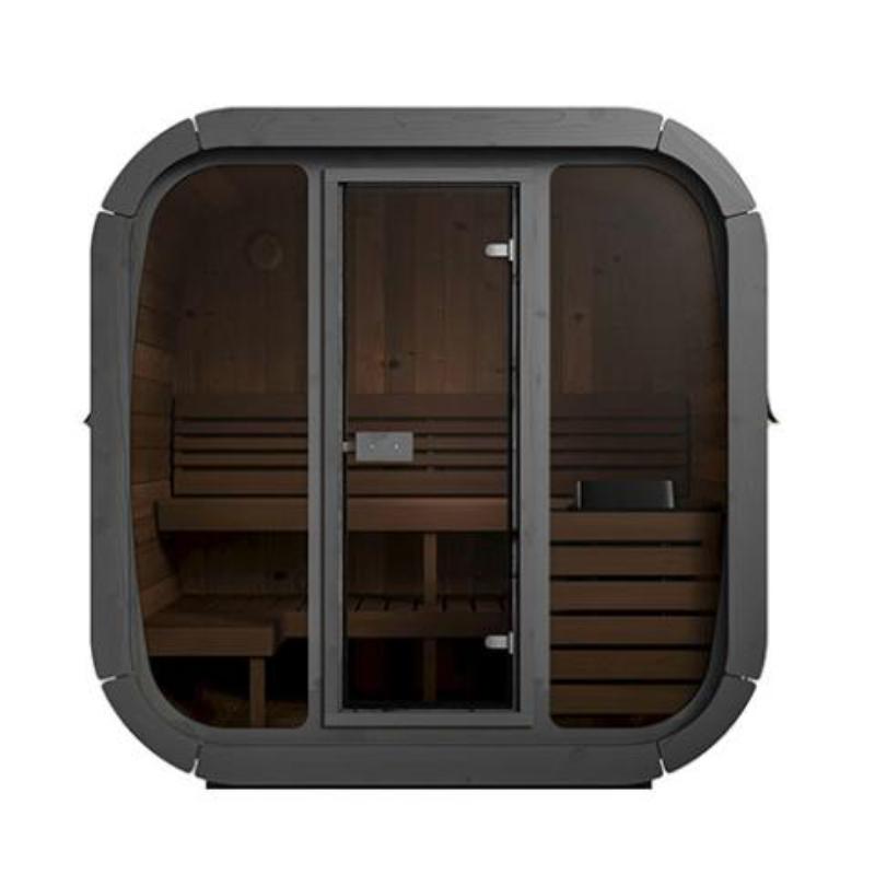 Sauna Life Model CL5G Home Cube Sauna - full front view exterior of the glass wall and door, no background.