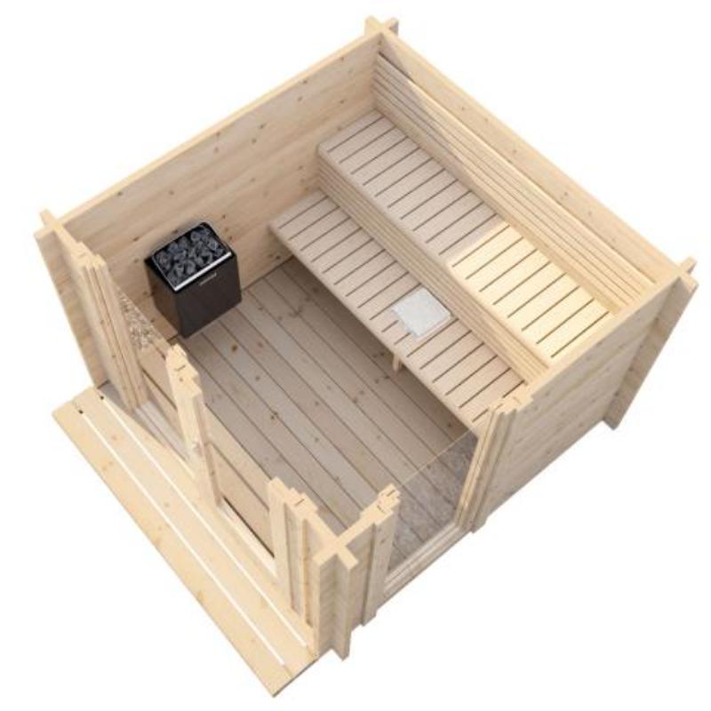 SaunaLife Outdoor Sauna G4-interior cutaway