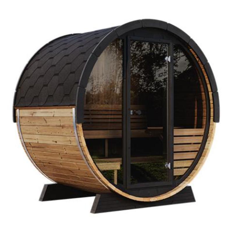 SaunaLife Ergo Barrel Sauna Model EE6G - full angled view