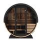 SaunaLife Ergo Barrel Sauna Model EE6G - front view of glass front wall and door