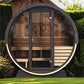 SaunaLife Ergo Barrel Sauna Model EE6G - on a deck, front view