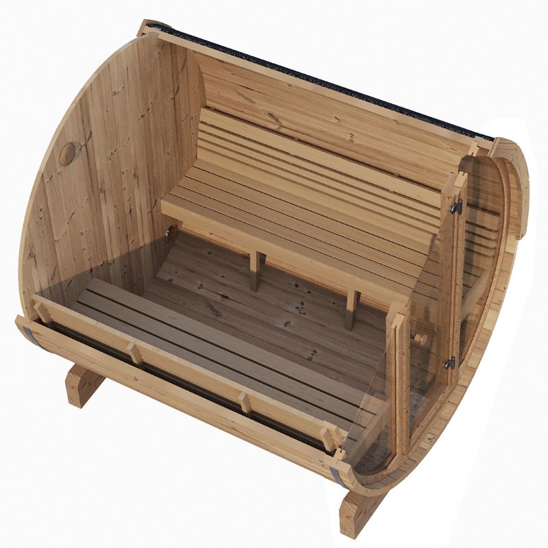 SaunaLife Model E8G Barrel Sauna - interior cutaway