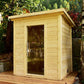 Sauna Life Cube Sauna G2 - natural stain, on a wooden deck