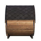 SaunaLife Ergo Barrel Sauna Model EE8G - side view with top half shingles